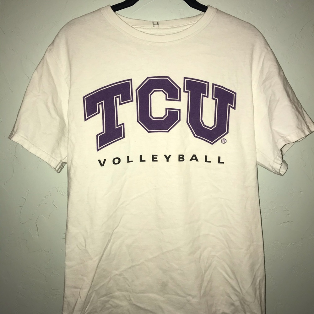 WHITE TCU VOLLEYBALL SHORT SLEEVE TEE SHIRT !!